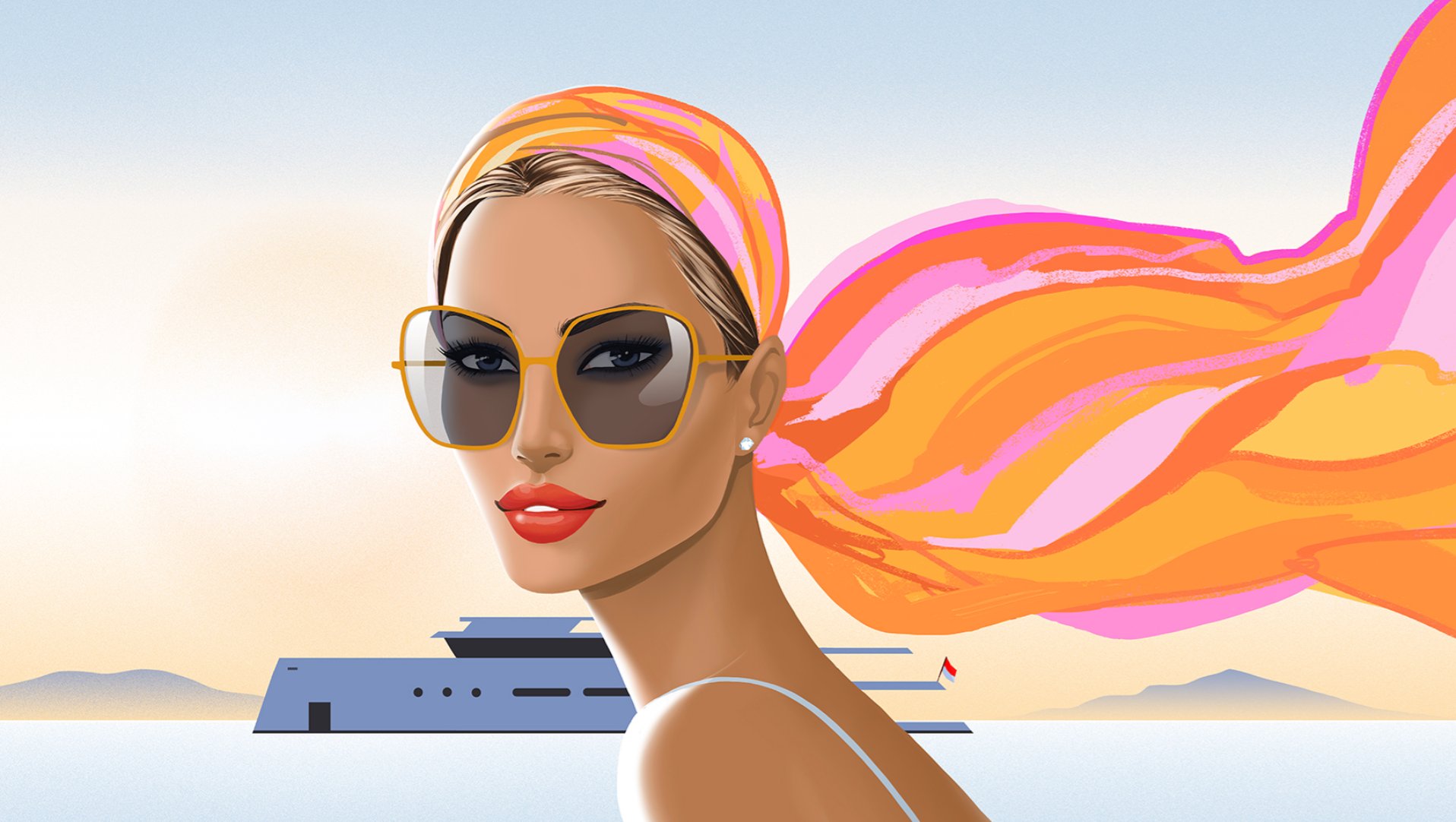 Jason Brooks fashion illustration — superyacht lifestyle