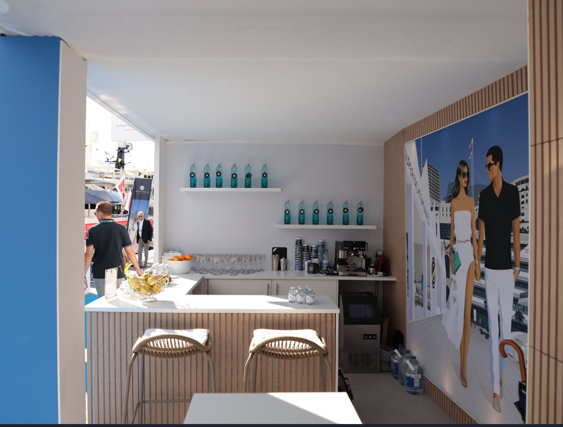 SuperYachtsMonaco stand interior — bar area and CAP Gin activation